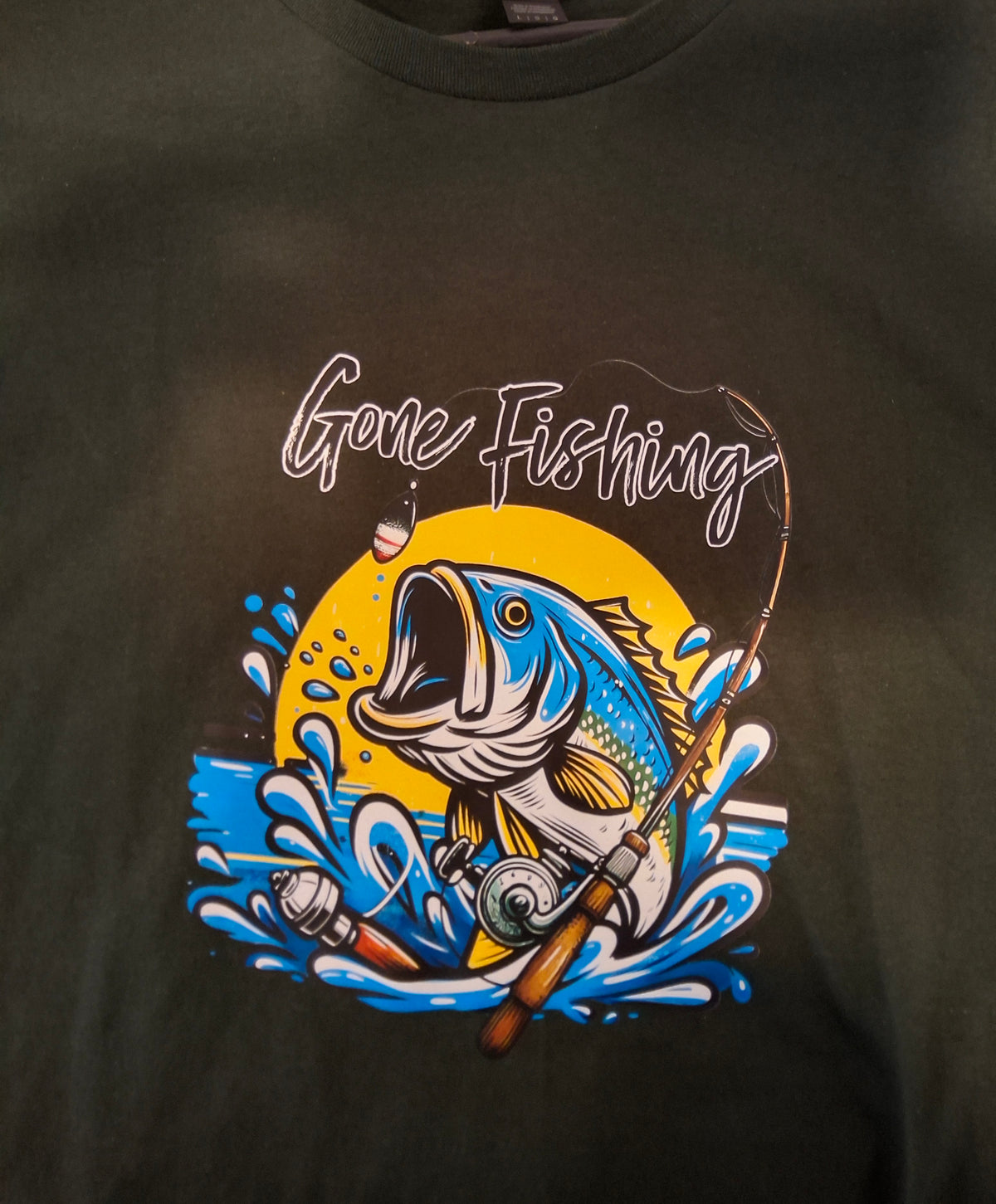 Gone Fishing T-Shirt large custom t-shirt