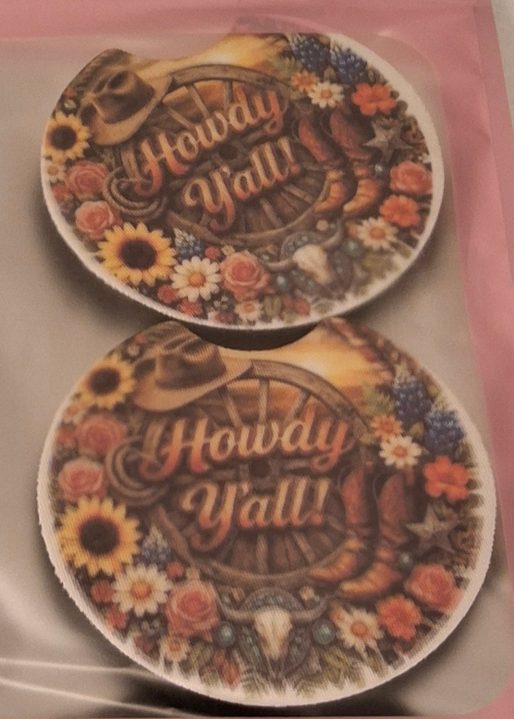 Howdy Y'all car Coaster Set