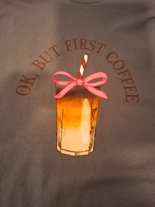 But First Coffee large custom t-shirt clearance